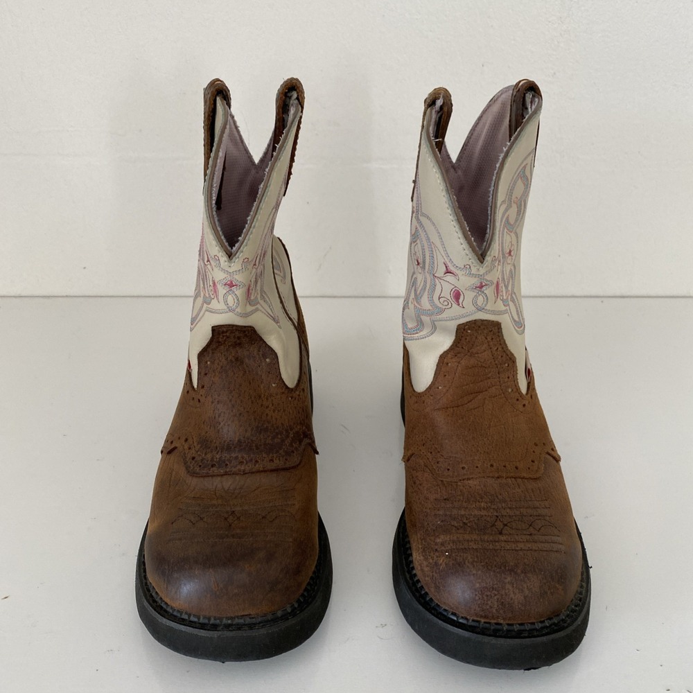 Justin Gypsy L9924 Woman's 10B Brown Cream Leather Western Cowgirl Boots